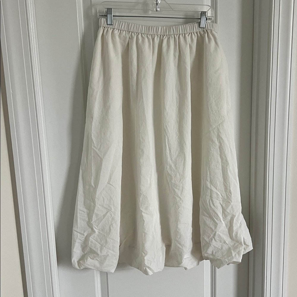 Oak + Fort Bubble Hem Maxi Skirt White Large